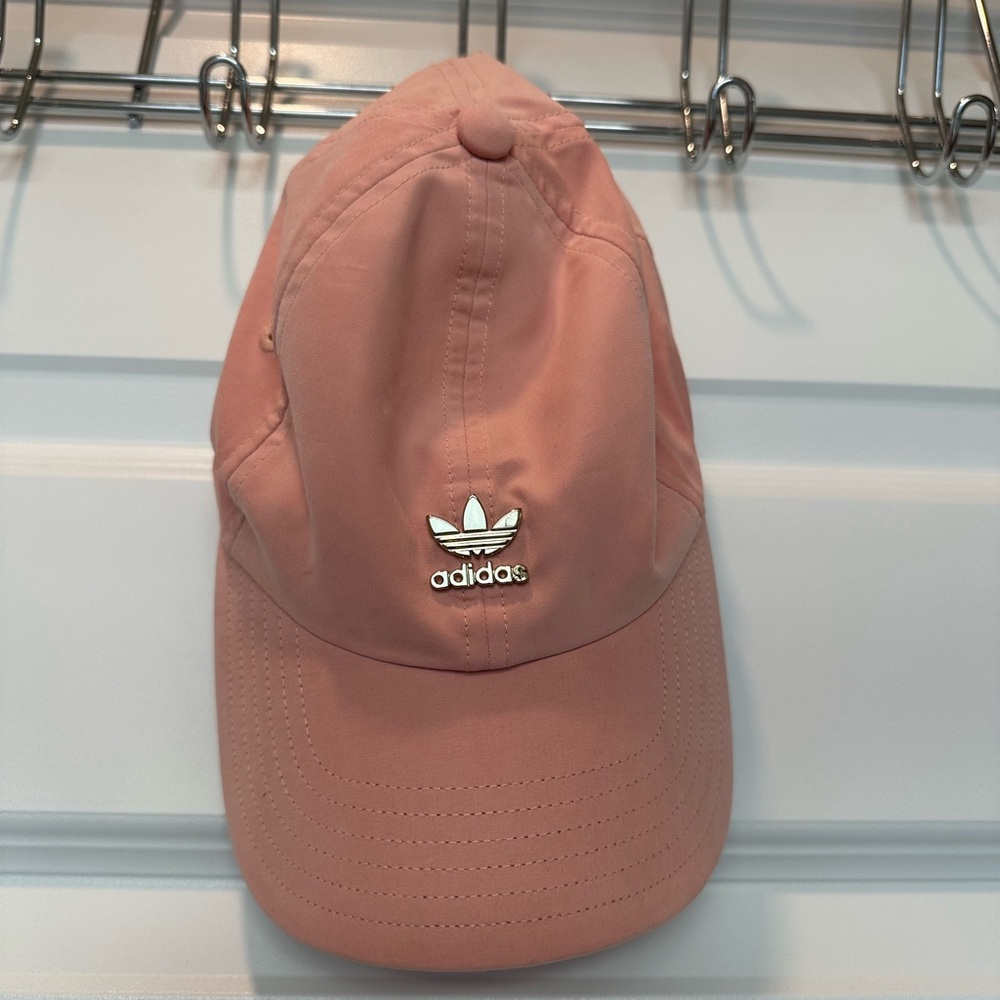 Adidas Pink Suede Adjustable Hat with Gold Plated Logo